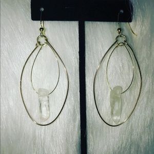 Gold crystal double hoop